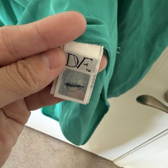 Diane Von Furstenberg Green Silk Chiffon Cahil Pintuck Blouse Career Fairy Large - Picture 7 of 11